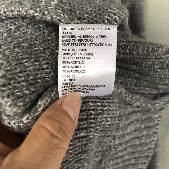 Urban Outfitter Open Front Cardigan Sweater Women M Grey Roll Neck Pocket Chunky - Picture 8 of 12